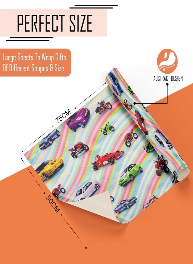 KOSY ورق تغليف هدايا KOSY، 75×50 سم، ورق كرافت صديق للبيئة، بتصميم سيارات فاخر، سهل الطي والقص، مثالي لأعياد الميلاد وحفلات الزفاف والذكرى السنوية والمناسبات الاحتفالية. عبوة من 10 أوراق. - Image 3